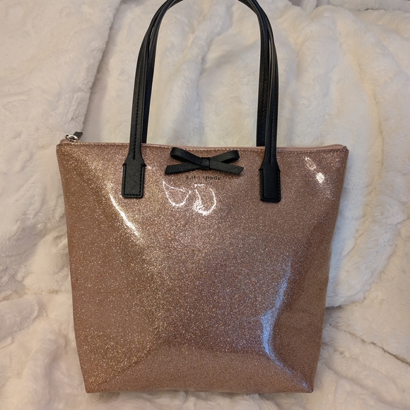 kate spade Handbags - Kate Spade Mavis Street Small Glitter Tote Satchel Rose Gold Pink Sparkle